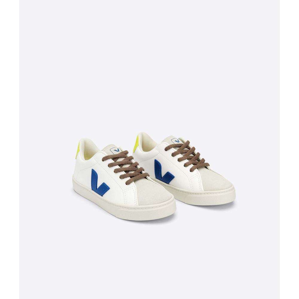 White/Blue Kids' Veja ESPLAR LACES CHROMEFREE Shoes | AU 733ILH